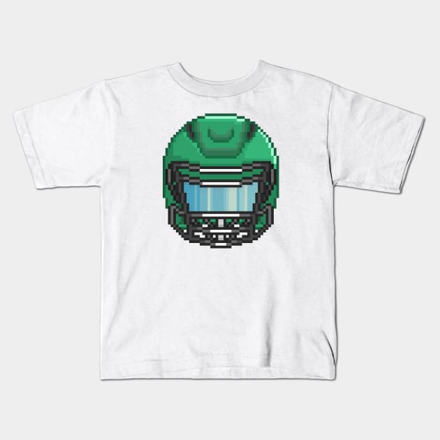 Helmet 2 Dark Green Kids T-Shirt by PixelCarvel